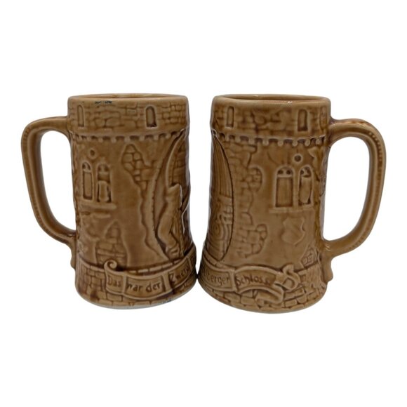 Shenango Other - Vintage Pair Shenango Gesundheit German Theme Beer Stein Mug Carmel 10oz 5" tall